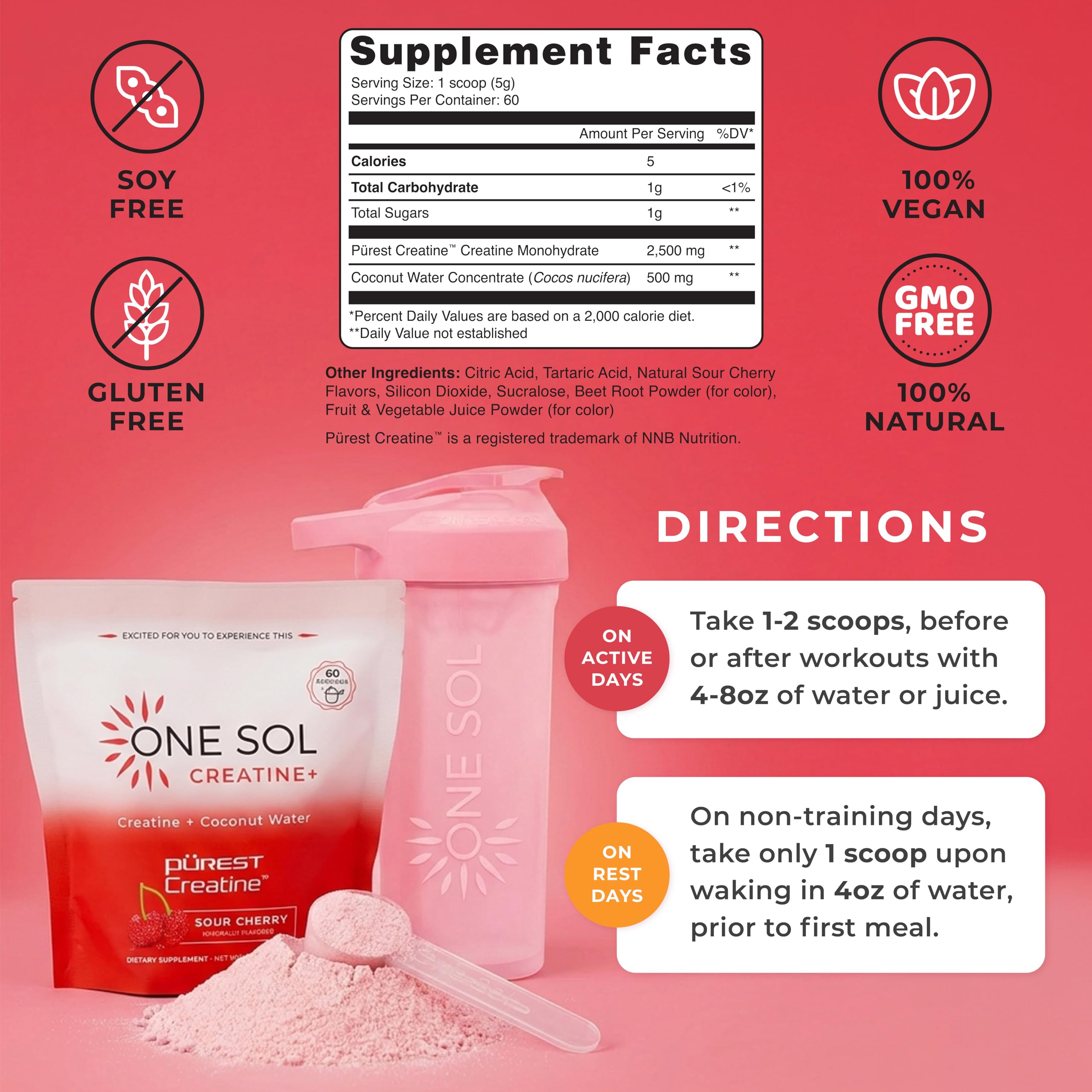 One Sol Women's Creatine for Muscle & Recovery, Sour Cherry, 60 Servings — Amazon image 3