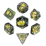 UDIXI 7PCS Polyhedral D&D Dice Set, 7-Die DND Dice Set Wolf Head for Role Playing Games as RPG Tabletop Games (Druid)