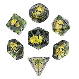 UDIXI 7PCS Polyhedral D&D Dice Set, 7-Die DND Dice Set Wolf Head for Role Playing Games as RPG Tabletop Games (Druid)