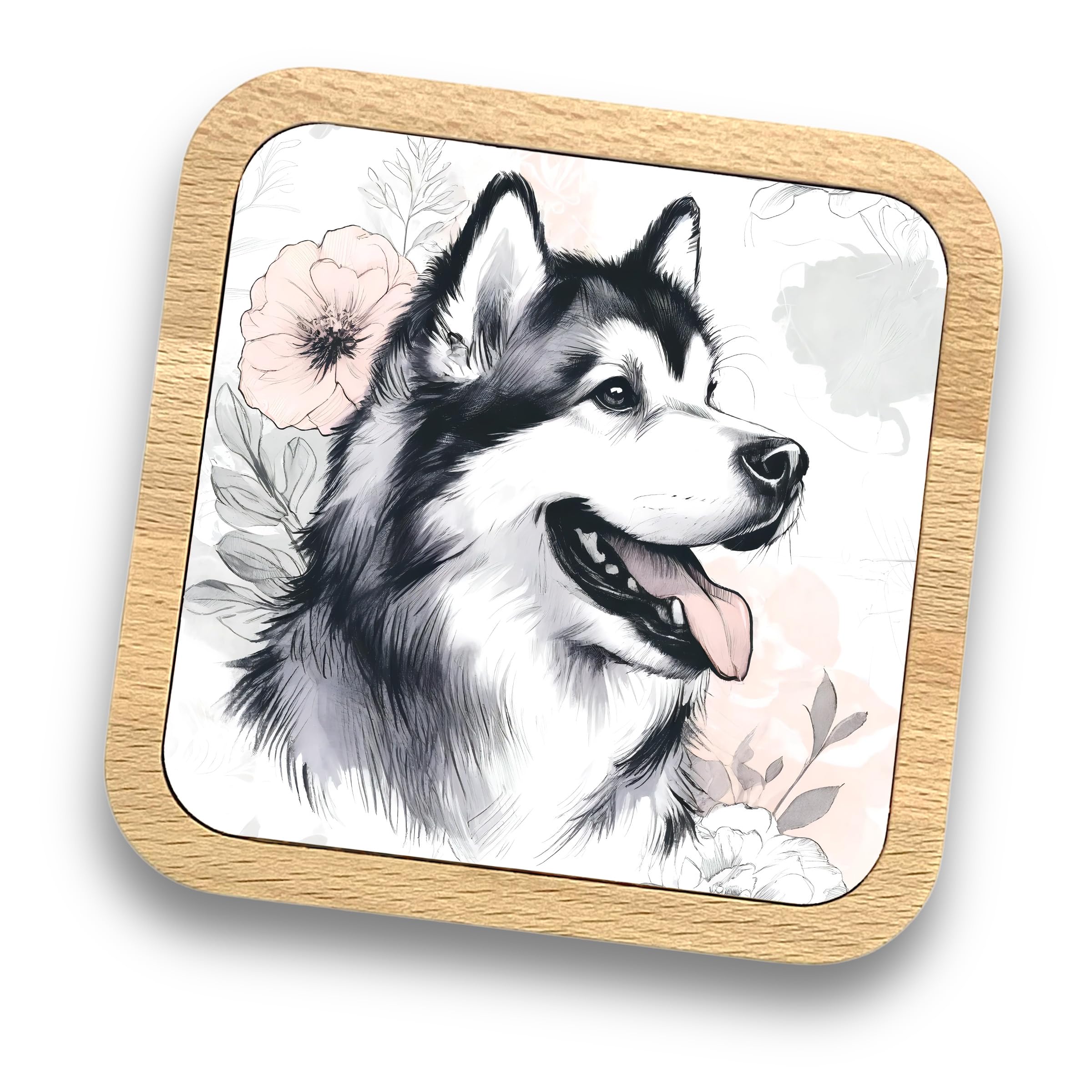 Alaskan Malamute Gift Idea Wooden Coaster - 20+ Breeds Available! โ Gift for Dog Dad, Dog Mum, Lovers, Owners, Walkers, Groomers โ Ideal Dog Themed Gift for Women, Men (Alaskan Malamute)