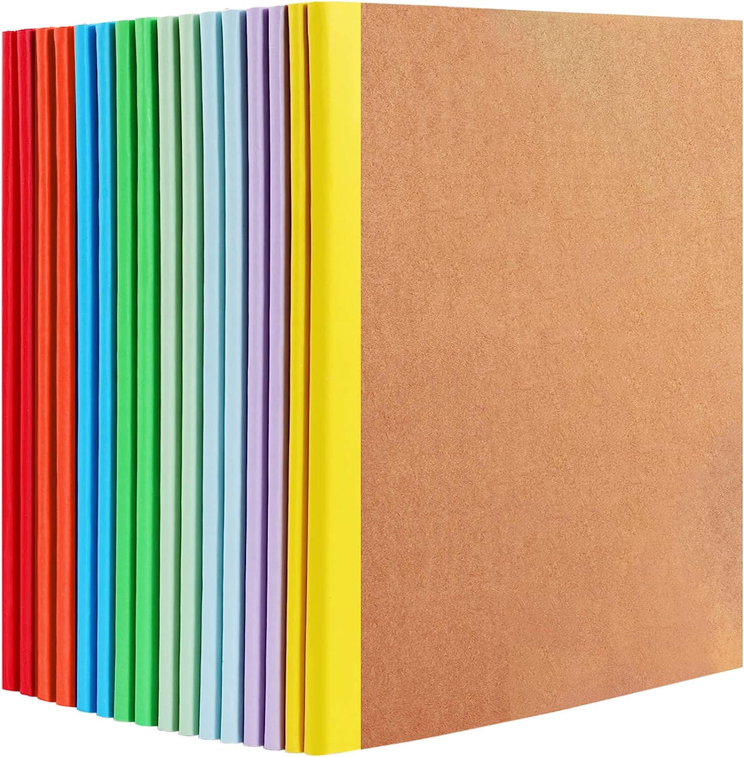 Kraft Notebooks A5 Size,16 𝑷𝒂𝒄𝒌 8 Colors Soft Brown Cover Multipack Notebooks,60 Pages Lined Journal Notepad Workbook Bulk for Travelers Home School Students Office Supplies (Rainbow Color)