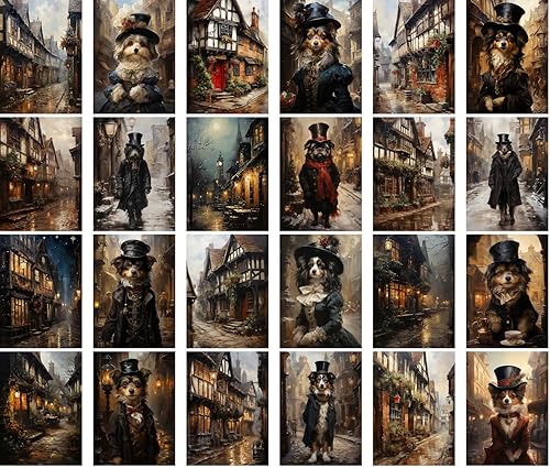 Miniatura 4 de PIXILUV Postales vintage (24 piezas de 4 x 6 pulgadas cada una) Lindos gatos pequeños en la gran ciudad, postales de anime, tarjetas de felicitación