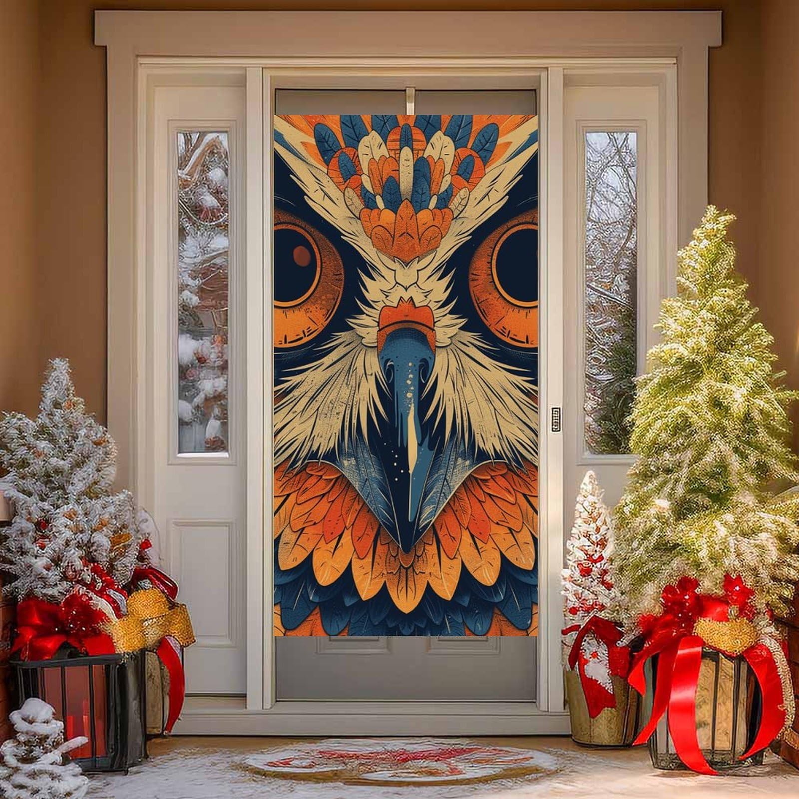 NTVOWPZO Retro Color Owl Door Curtains for Doorway Privacy Dividers Door Banner Blackout Curtains Fabric Door Window Curtain for Home Bedroom Kitchen Decor 35.4x70.9 in Decorative Banner