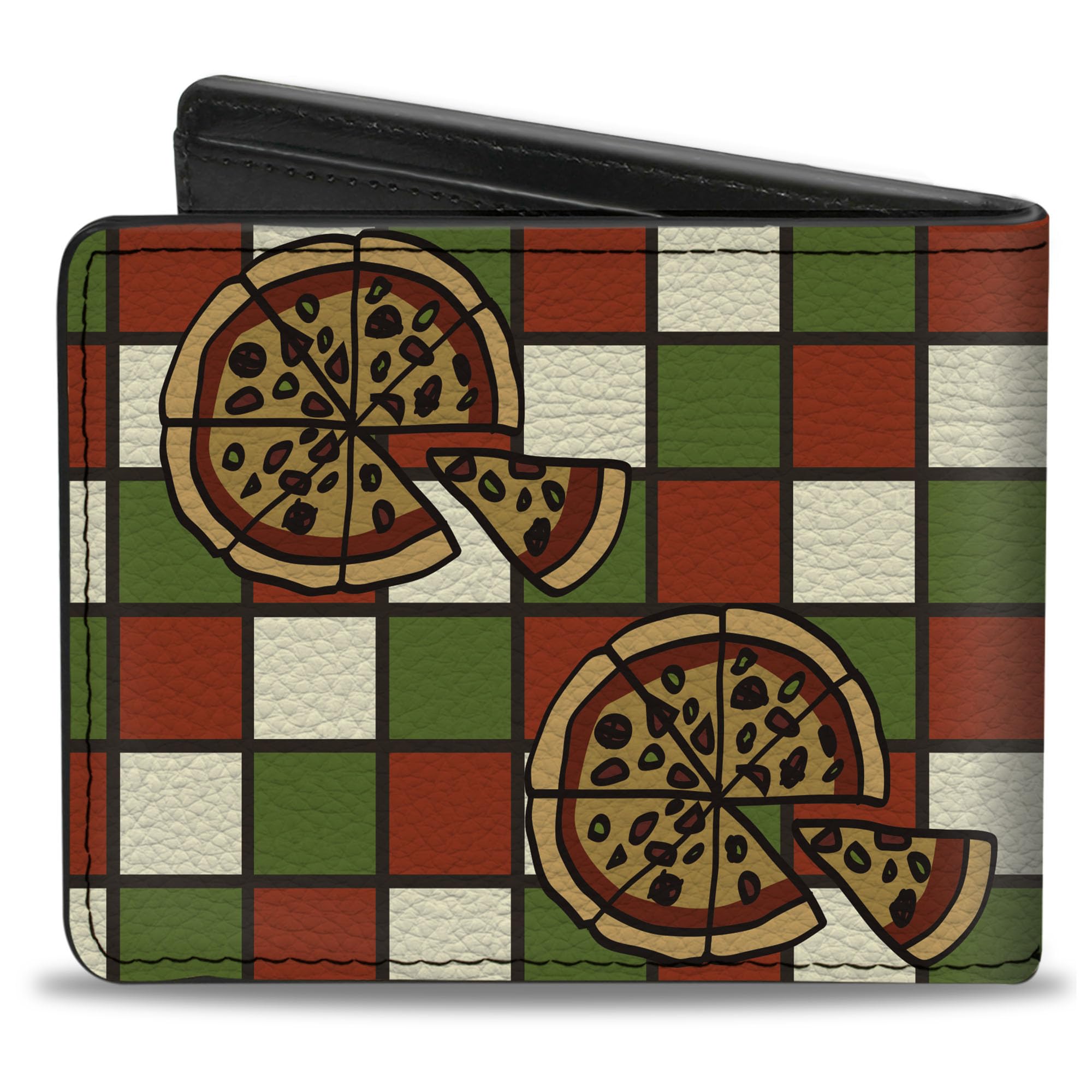 Buckle-Down Men's Standard PU Bifold Wallet-Pizza Pies, Multicolor, 4.0