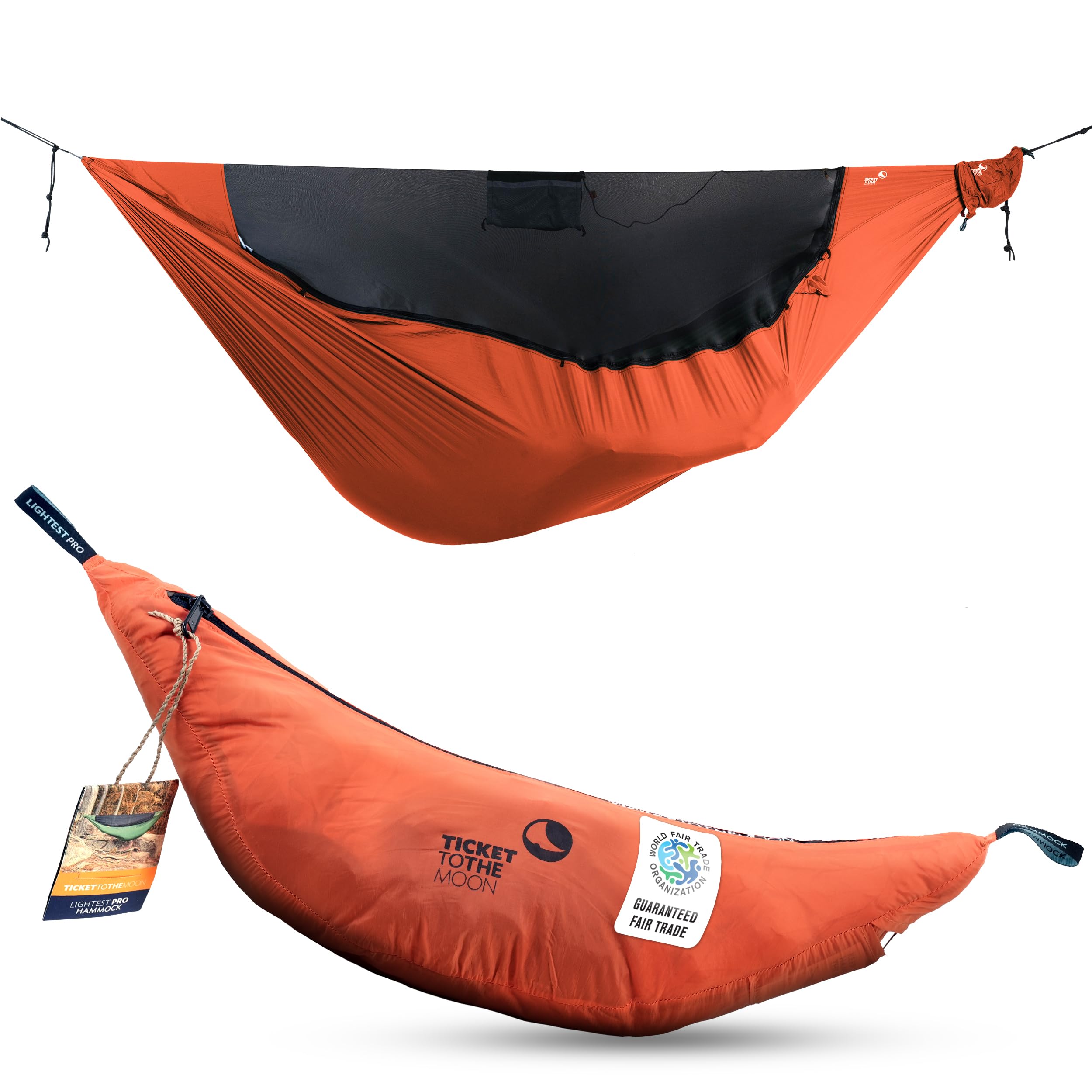 Lightest PRO-Hängematte Hängematte Ultraleicht mit Insektenschutz & Ridgeline