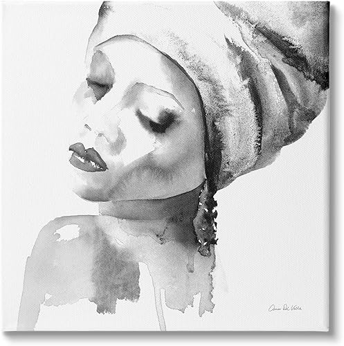 Stupell Industries Aimee Del Valle - Lienzo decorativo para pared diseño de retrato en acuarela negro y blanco 36 x 36 pulgadas