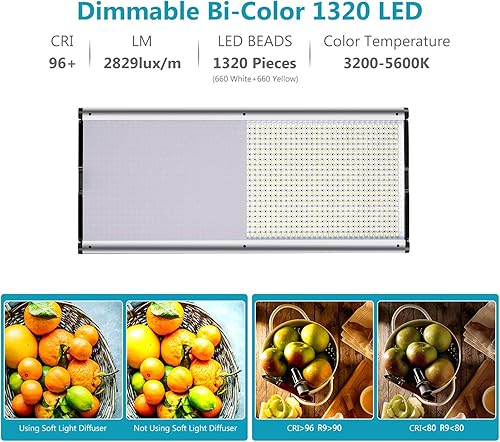 Miniatura 13 de Neewer Luz LED bicolor regulable con soporte en U para estudio, kit de iluminación para fotografía de video al aire libre, marco de metal duradero