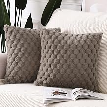 MADIZZ Faux Wool Taupe Throw Pillow Covers 22x22 Inch Set of 2 Super Soft Boho Pillow Covers Decorative Textured Throw Pillowcases Modern Farmhouse Home Decor for Sofa Bedroom