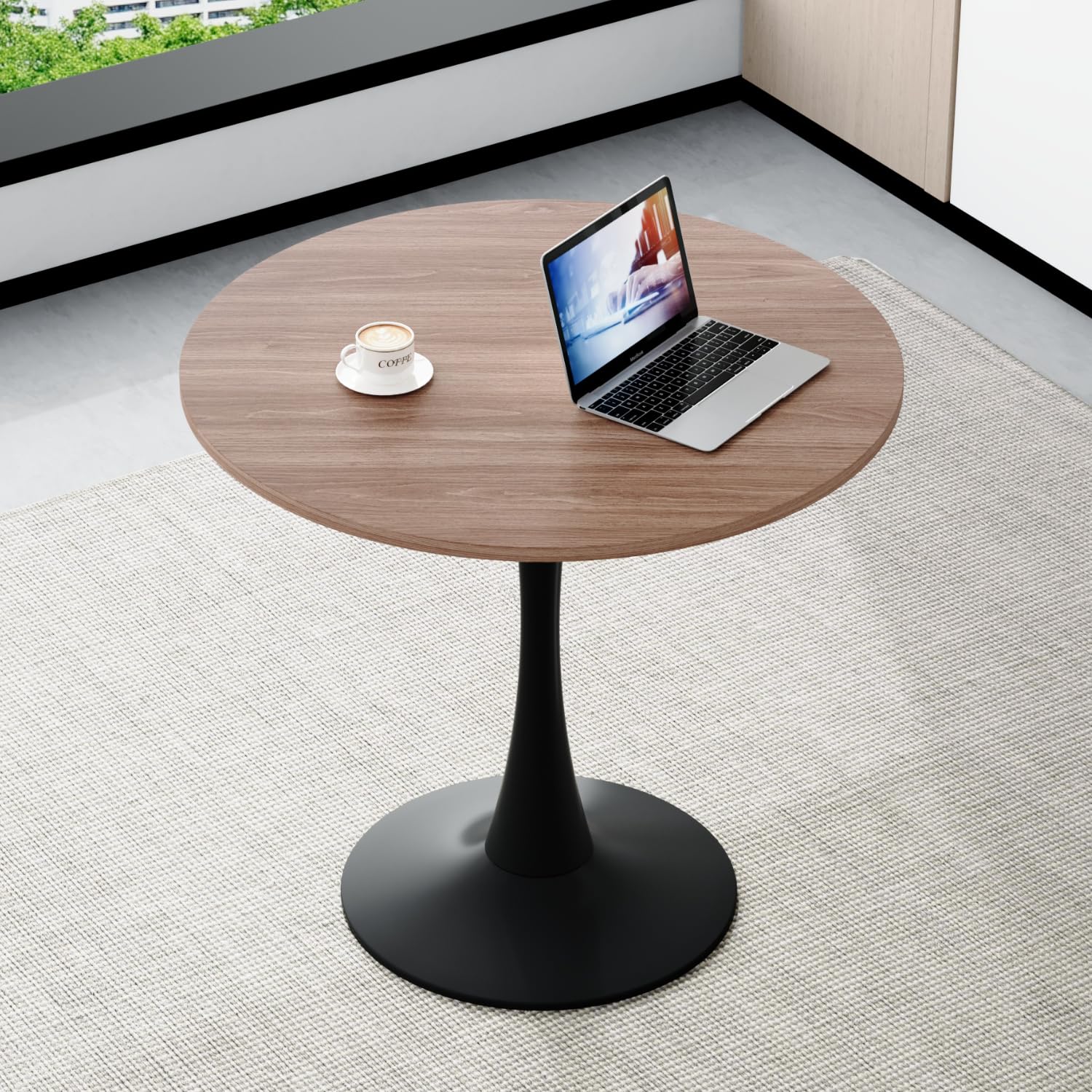 CRIPNAS Round Dining Table for Small Space,32" Tulip Tables with Metal Pedestal Base,Bistro Table for 2/3/4 People for Office,Apartment,Kitchen,Break