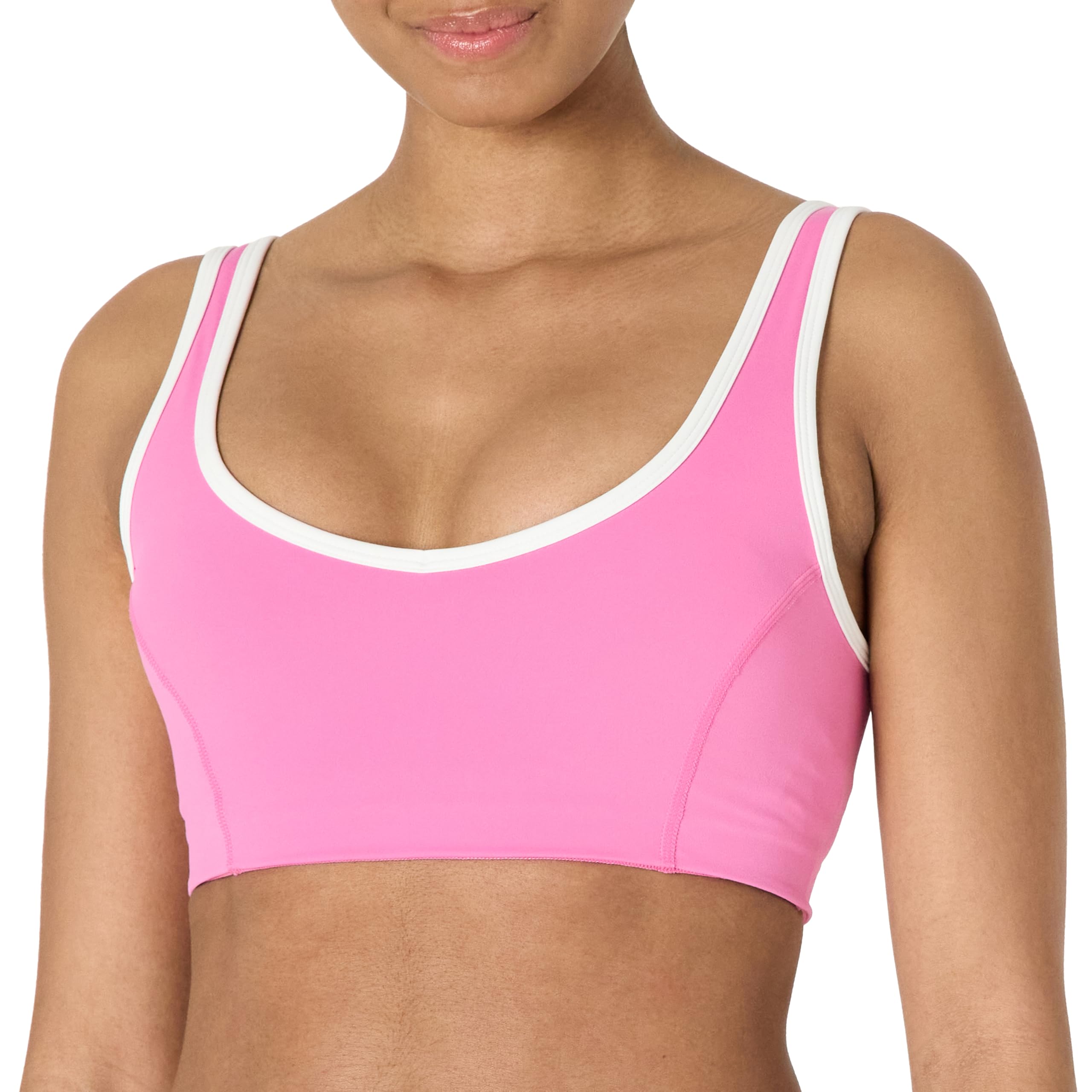 Amazon Essentials Damen Active FormFlex Butterweicher Sport-BH mit V-Ausschnitt und Kontrastbesatz, für leichten Halt