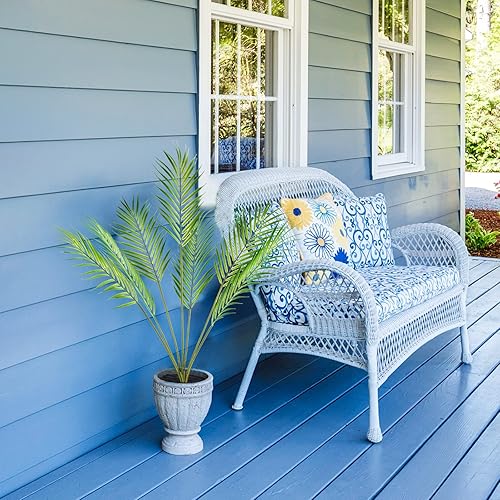 Miniatura 2 de Uieke Plantas de hojas de palma artificiales de 35 pulgadas, palmera falsa grande con 7 hojas, hojas tropicales, palmeras fronds, plantas verdes