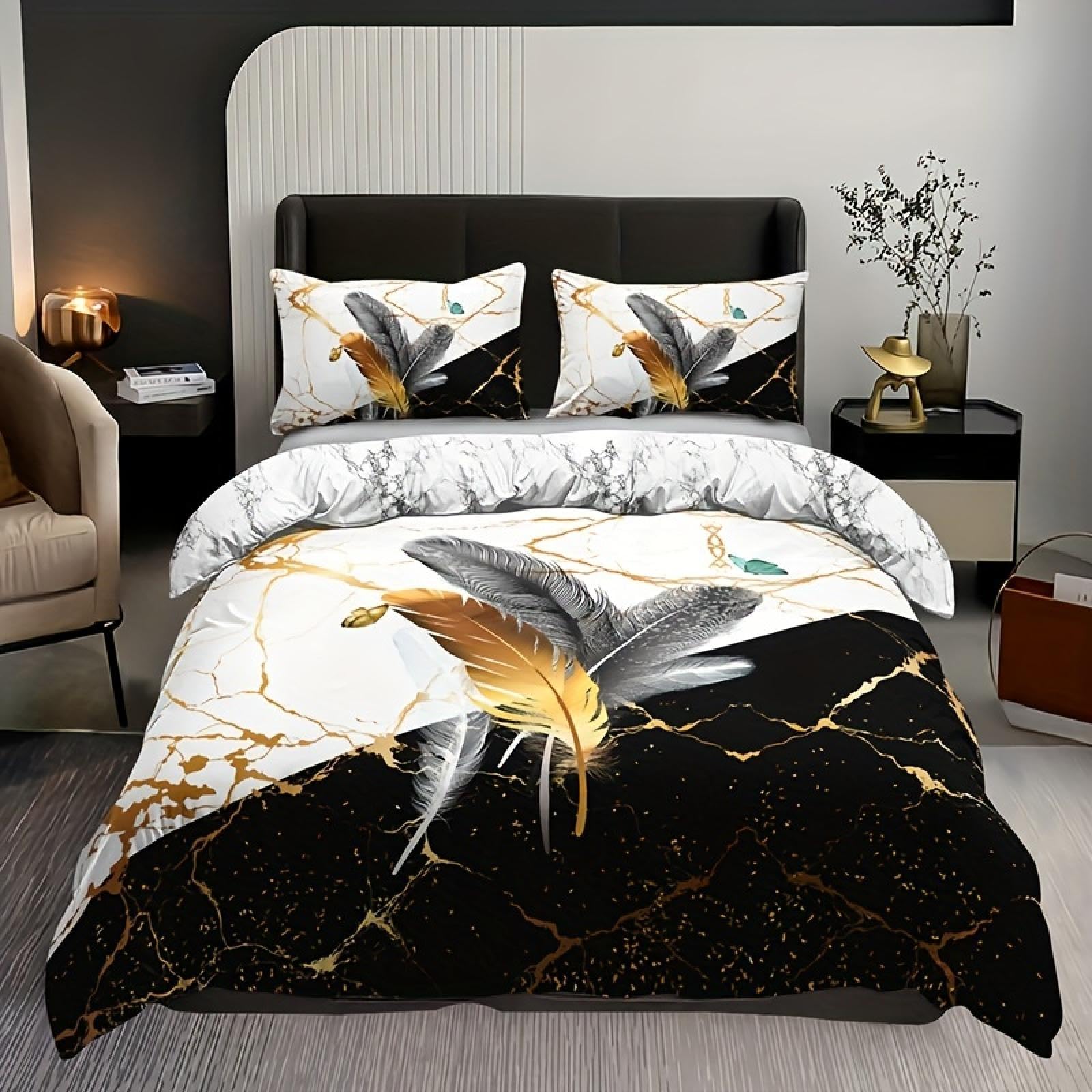 Housse de couette douce 230x260 literie plumes de marbre bronzant tendance