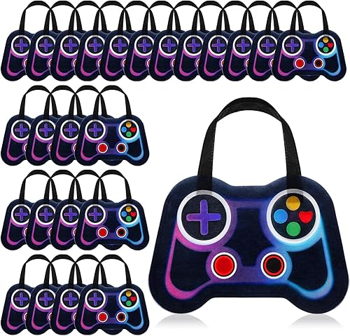 Miniatura 10 de Silkfly 24 Piezas Bolsas de Favor de Fiesta de Videojuegos No Tejidas Reutilizables Bolsas de Dulces y Regalos de Juegos con Asas Suministros para 4