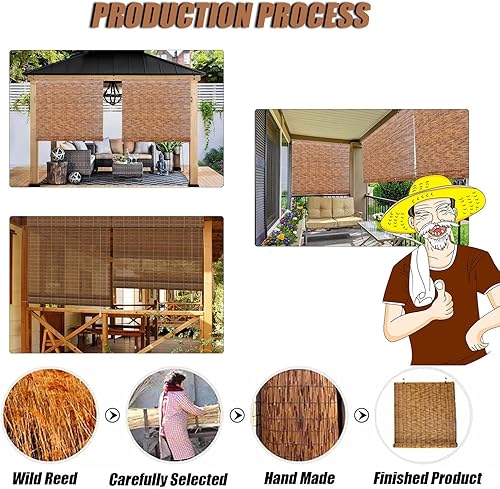 Miniatura 3 de Persianas de bambú al aire libre para patio, persianas enrollables de bambú, persianas de bambú para exteriores, persianas enrollables de bambú para