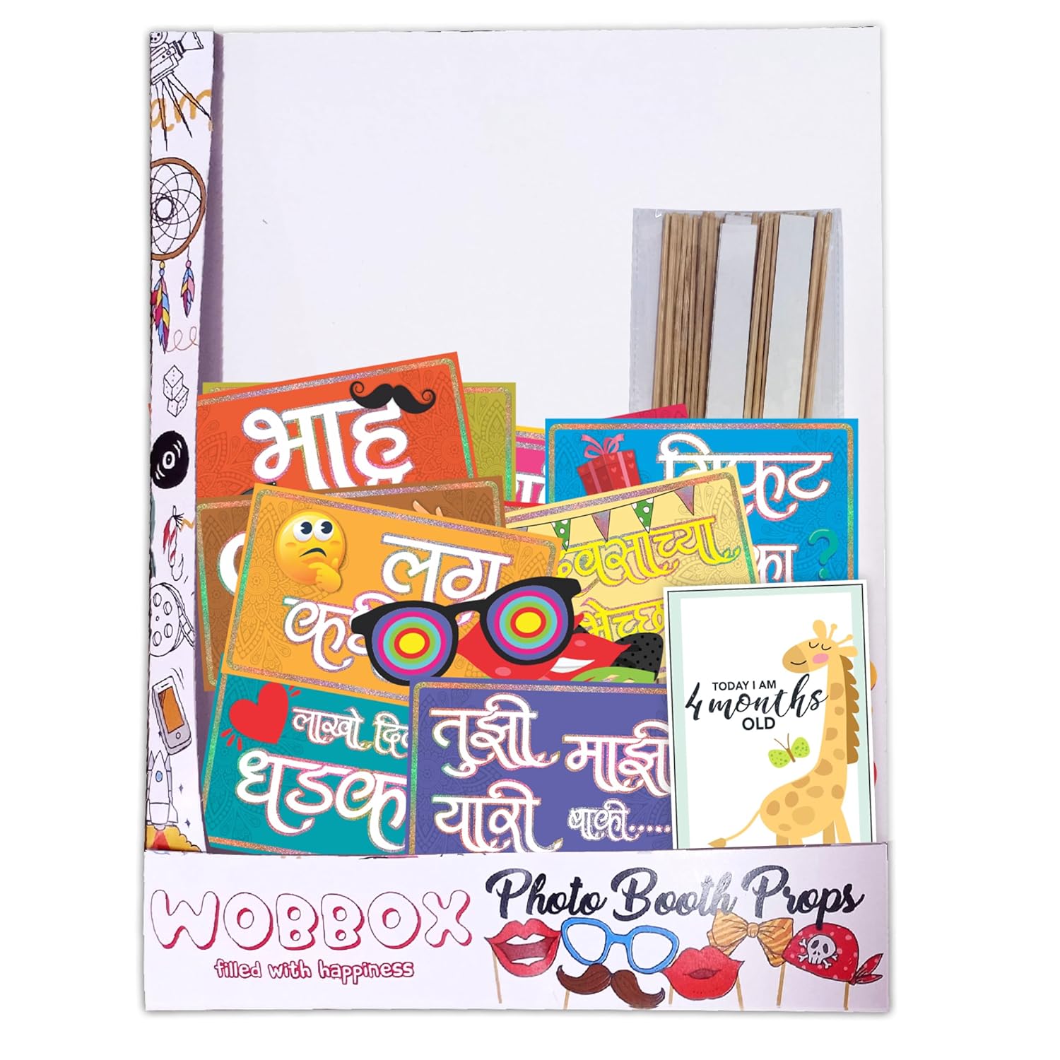 Wobbox Marathi Baby Shower Decoration Items| Baby Shower Photo Booth Props for Photoshoot, Baby Shower Milestone Card, Godh Bharai Decoration Kit-(FP411) 7 81f8ApwF+jL. SL1500