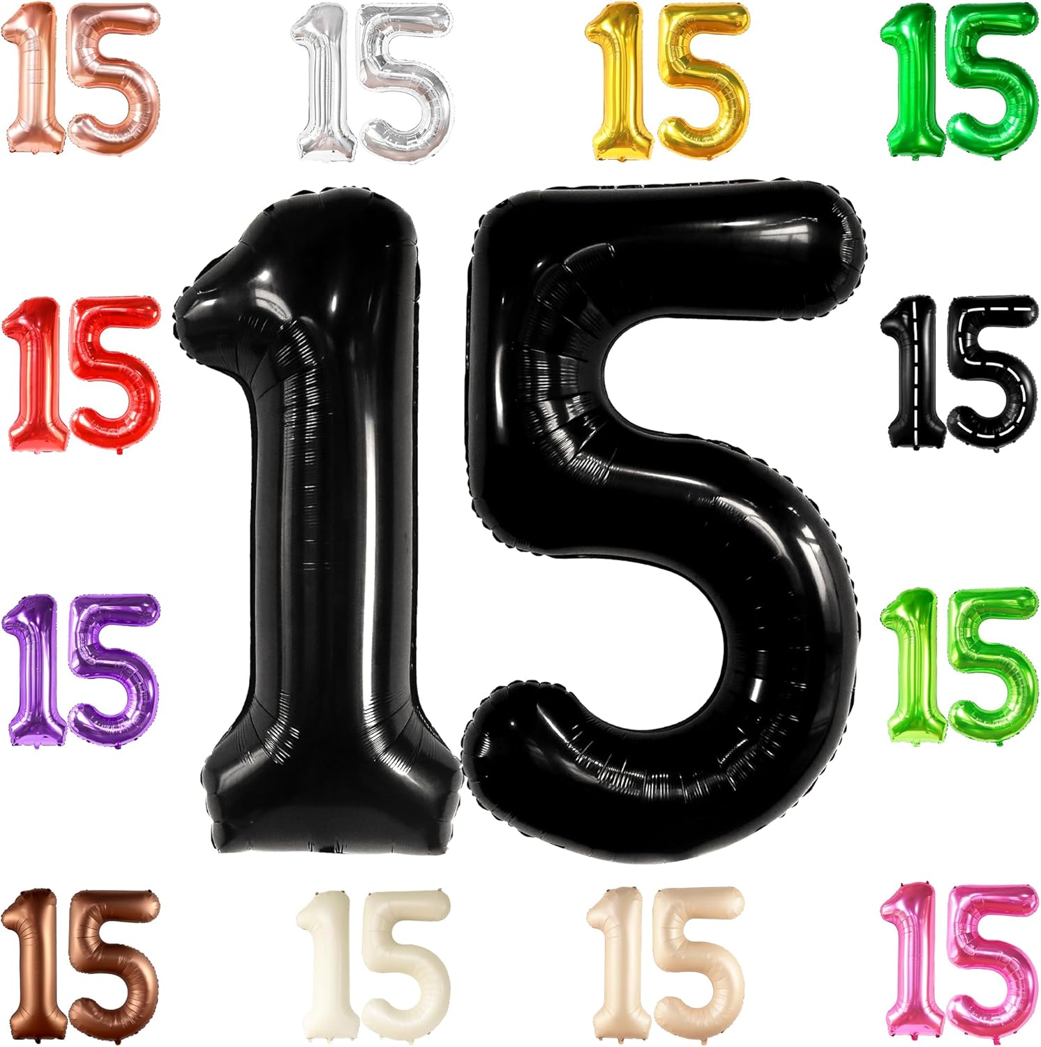 KatchOn, Giant Black 15 Balloons Number - 40 Inch | Happy 15th Birthday Decorations for Boys | 15 Birthday Balloons, 15 Birthday Decorations Boy | Number Balloons for Anniversary Party