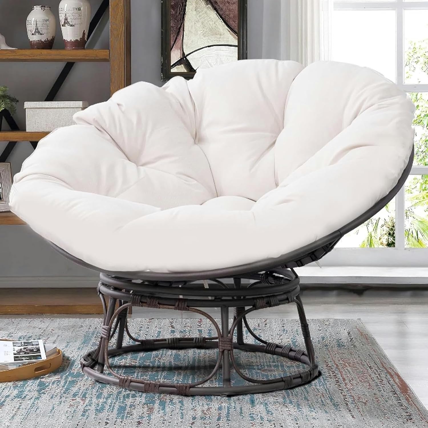 Outdoor Rattan Chair Cushion, Cushion Only, Pearl Cotton Filling, Waterproof Thick Chairs Pads for Porch Swings Chair Cushion(Color 5,130x130CM)