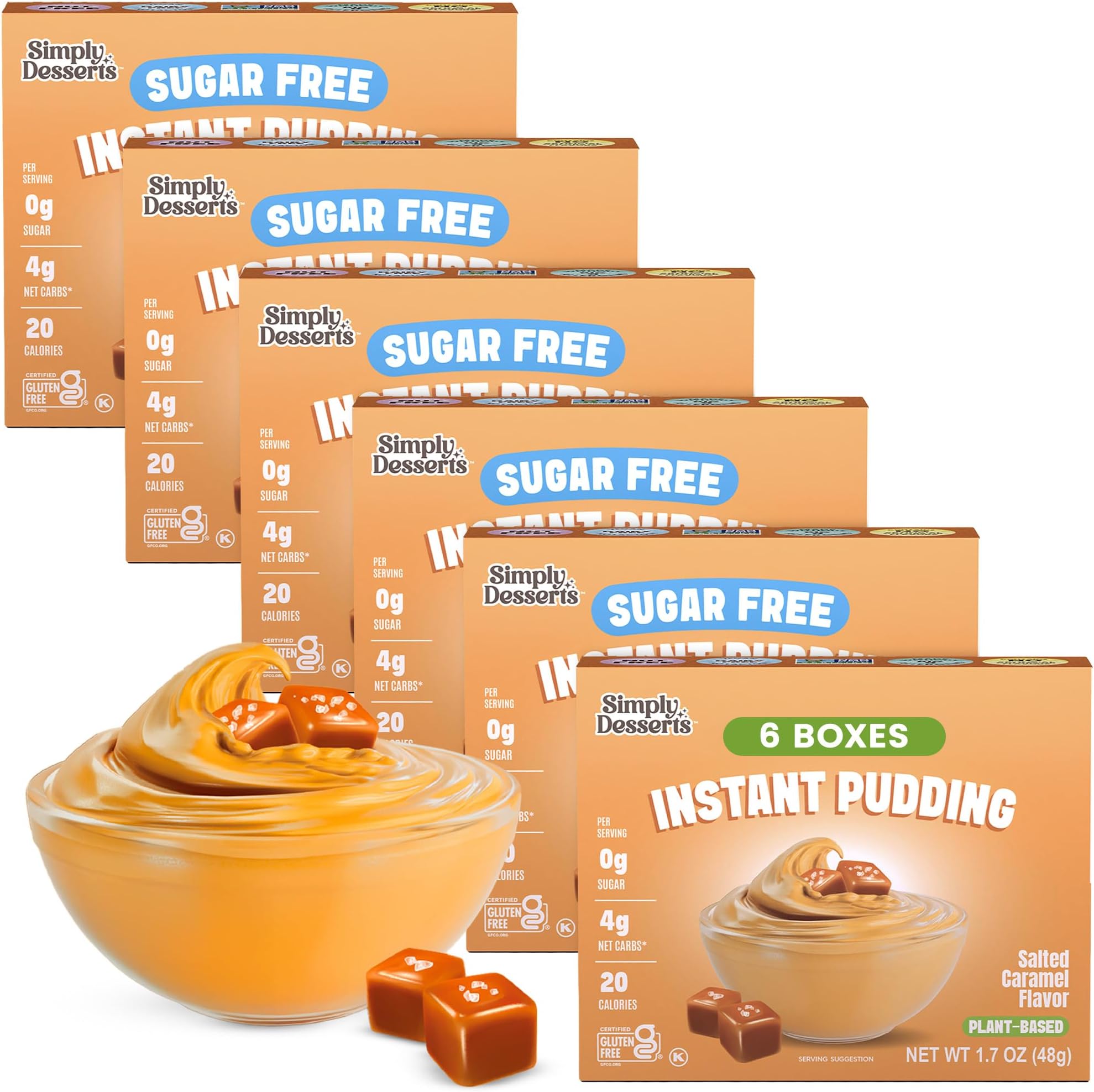 Simply Desserts Sugar-Free Salted Caramel Pudding Mix 6-Pack, 1.7 Oz Ea