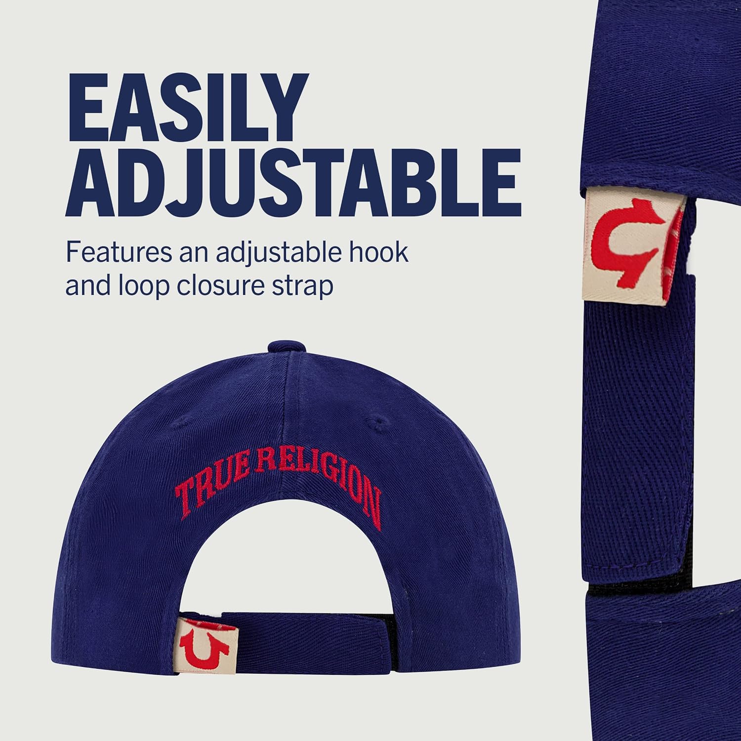 True Religion Kids Baseball Hat with Large Horseshoe Logo, 5 Panel Cotton Twill Cap, Adjustable Baseball Cap