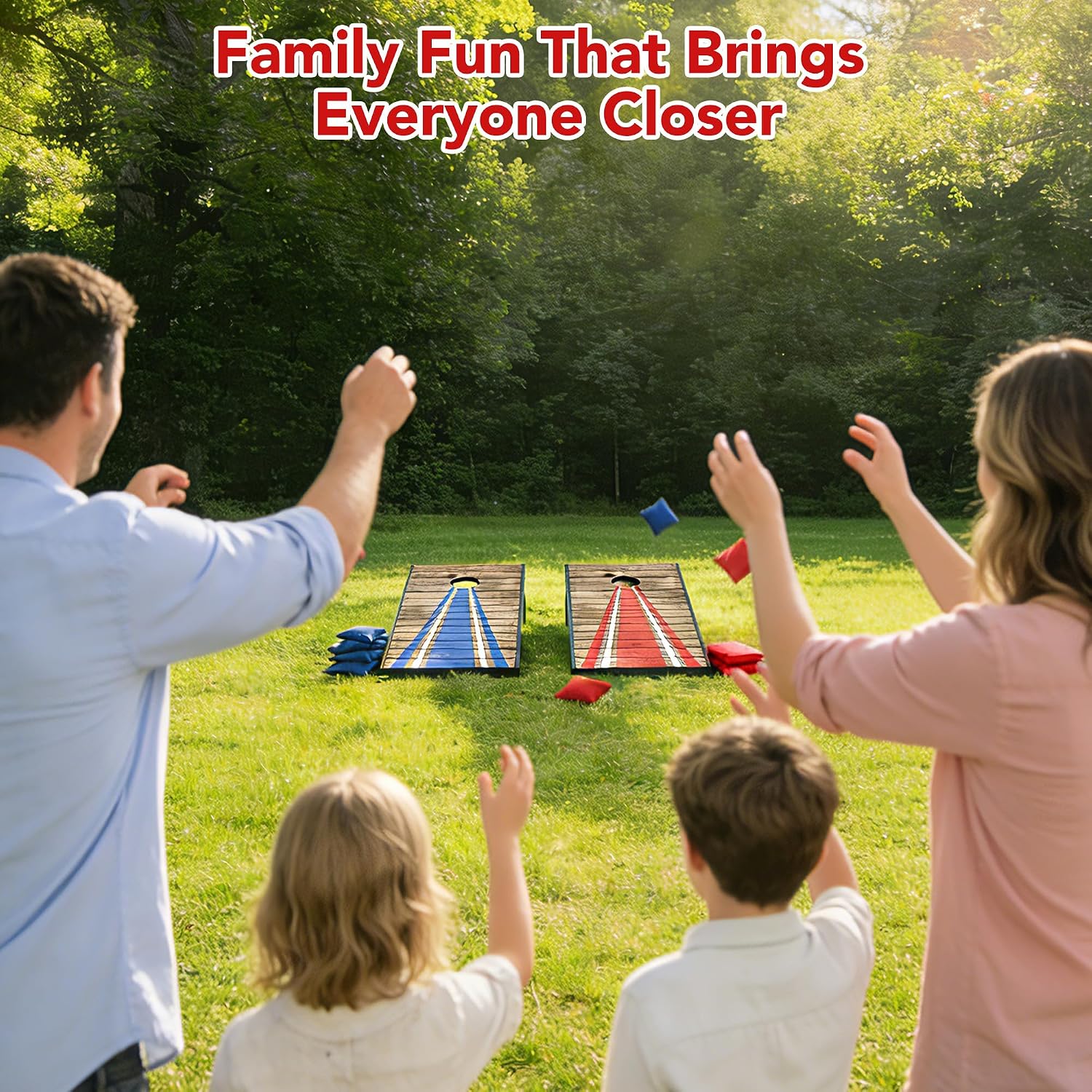 4x2 ft Cornhole Board Set with Illuminated Target, Portable Bean Bag Toss Game for Outdoor Backyard Night Play, Includes 2 MDF Boards, 8 Bags & Carry Bag, Sport Games for Adults Family