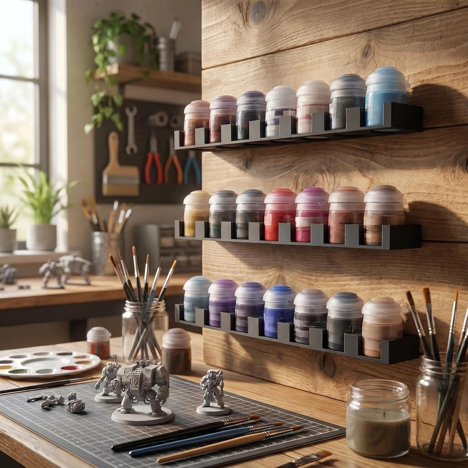 Artist Paint Bottle Display Rack Secure and Stable Structure Saves Table Space Suitable for Acrylics and Enameled Charm Storage Shelf