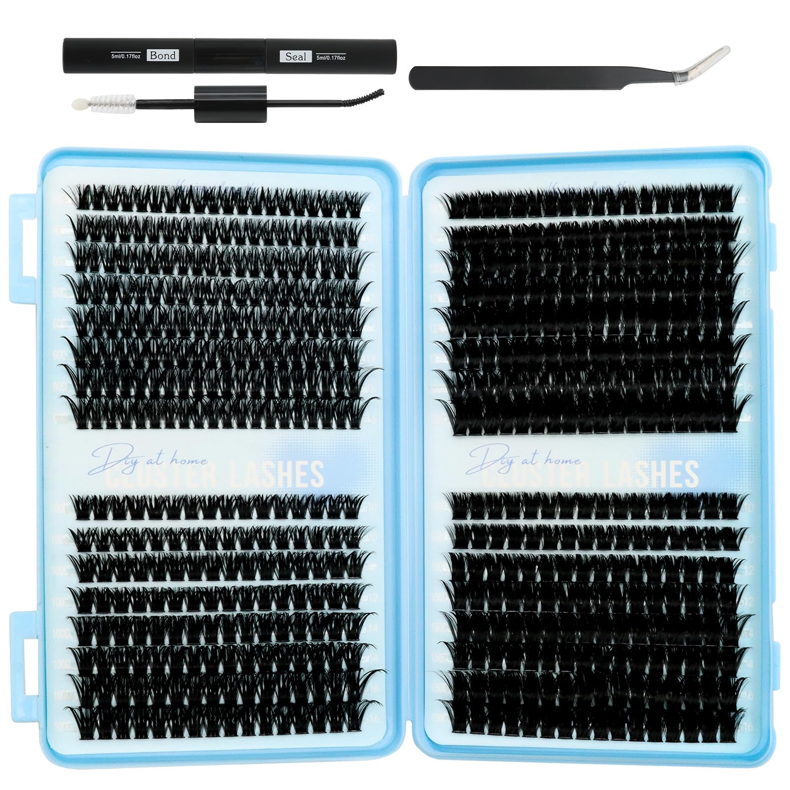 VEGCOO 560 Pezzi Ciglia Finte Extension Ciglia, 60-100-120-150D Curl Ciglia Finte Ciuffetti, 10-16mm Kit di Extension per Ciglia, DIY Eyelash Extension per Ragazze e Donne Principianti