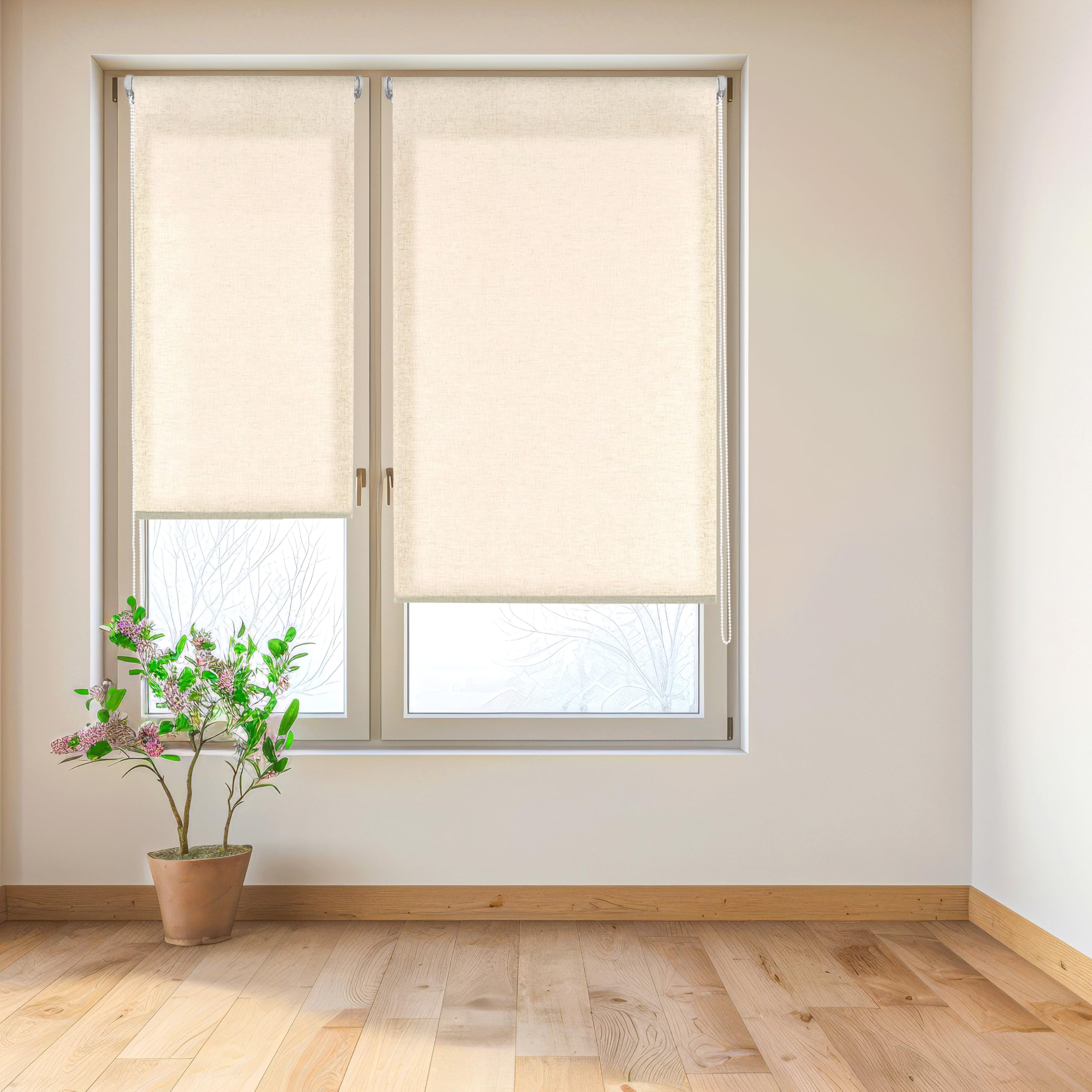 Blindecor Roller blind without fittings, translucent, plain colour, 42 x 180 cm (width x height), fabric size 39 x 180 cm, Easyfix roller blinds, linen fabric