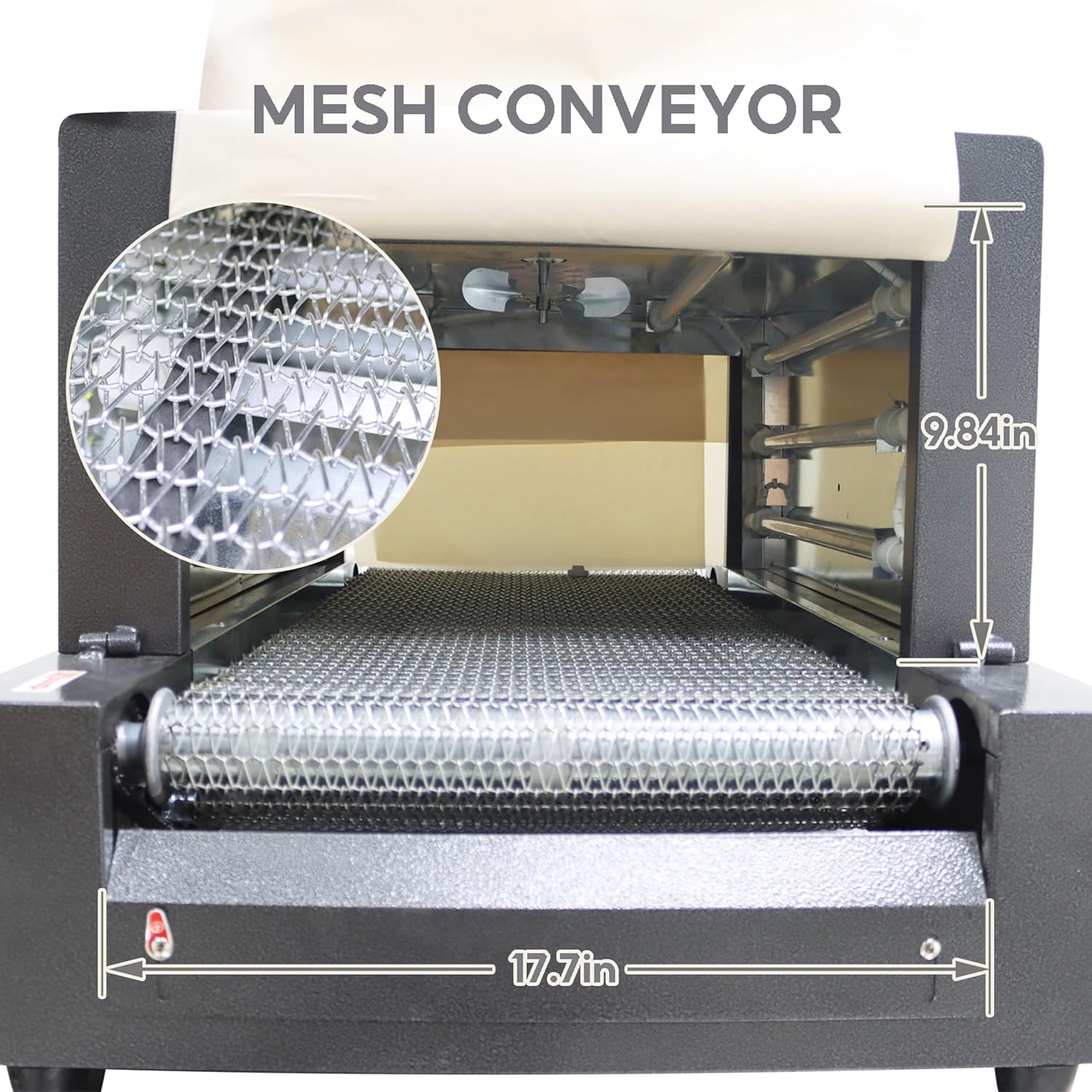 TECHTONGDA Heat Shrink Wrapping Machine Thermal Shrink Packaging, Mesh Type Conveyor for Commercial & Industrial Use, 22LB Max Load, 220V 7000W