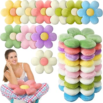 Sratte 10 Pcs Flower Shaped Throw Pillows Cute Daisy Flower Seating Cushions for Adults Reading Leisure Comfortable Home Bedroom Sofa Chair Couch Decor15.75 Inches