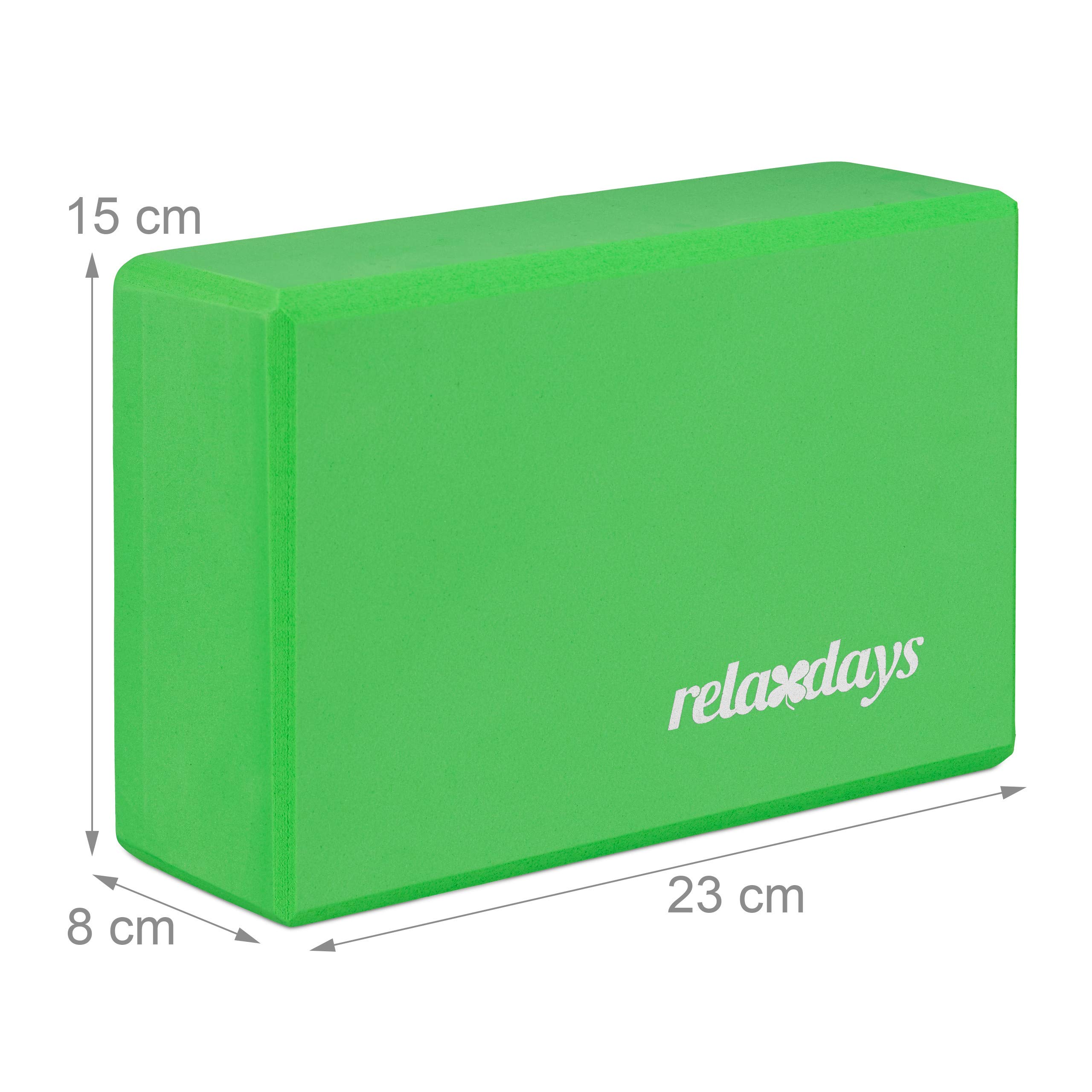 Relaxdays Set 2X Bloc Yoga Brique Yoga Exercice Pratique Yoga Mousse Rigide Anti-Dérapant HLP 8x23x15 cm, Diff. Couleurs