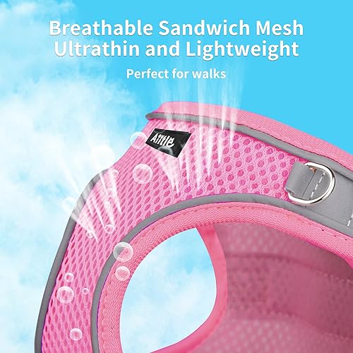 Miniatura 5 de AIITLE Juego de arnés y correa para perro, arnés a prueba de escape, sin tirones, con malla suave y bandas reflectantes, arnés ajustable para