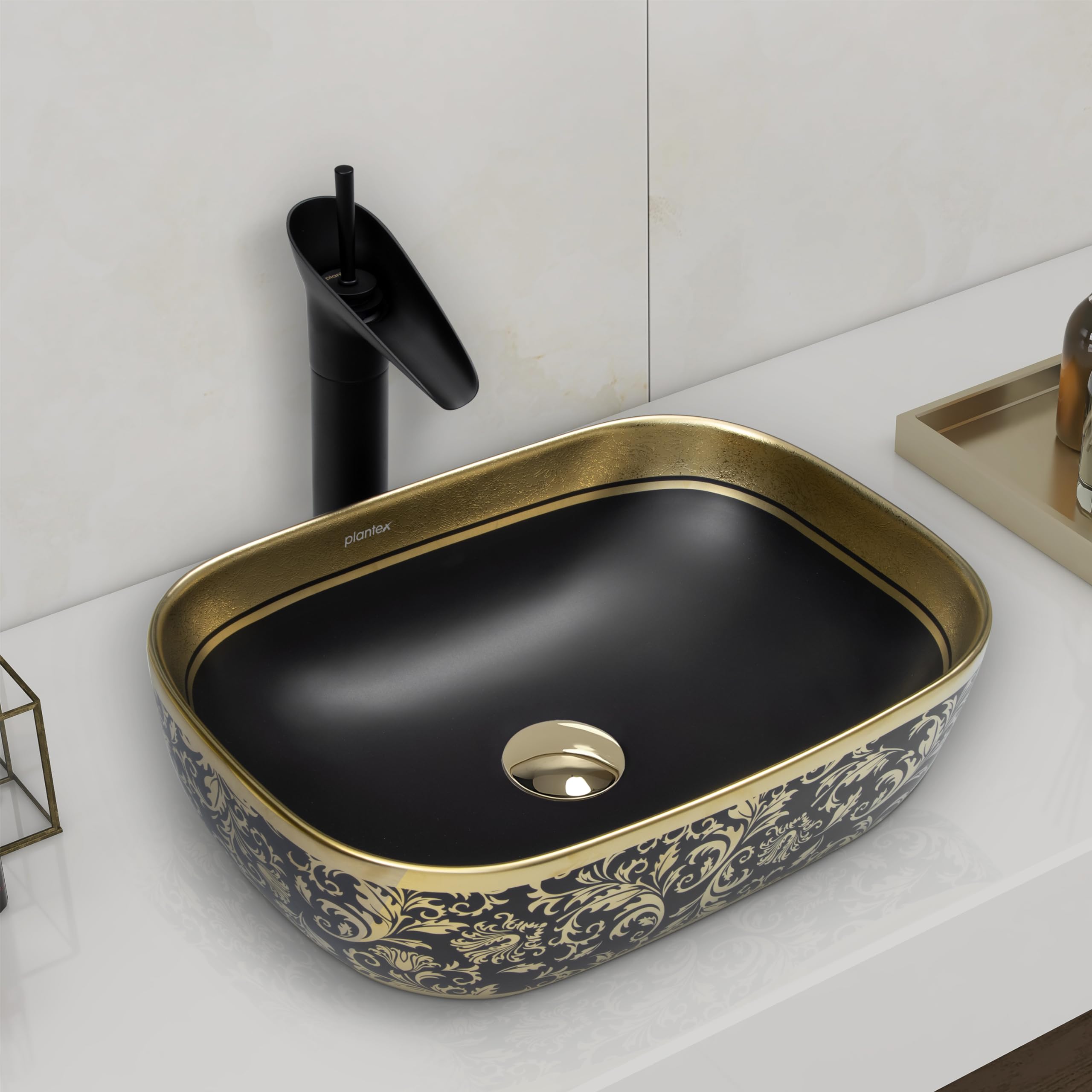 Plantex Table Top Wash Basin for Bathroom/Designer Ceramic Basin/Countertop Vessel Sink Basin - Indo-European Collection (EQTT-466, 18 x 13 x 5.5) (B0CS8XBT7T) Amazon Price History, Amazon Price Tracker