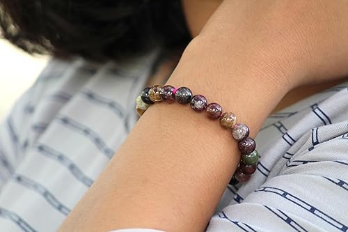 Miniatura 3 de Pulsera elástica de cuentas redondas de azabache, natural, metafísico, A+, folleto gratuito, regalo curativo, pulsera de cristal con piedras