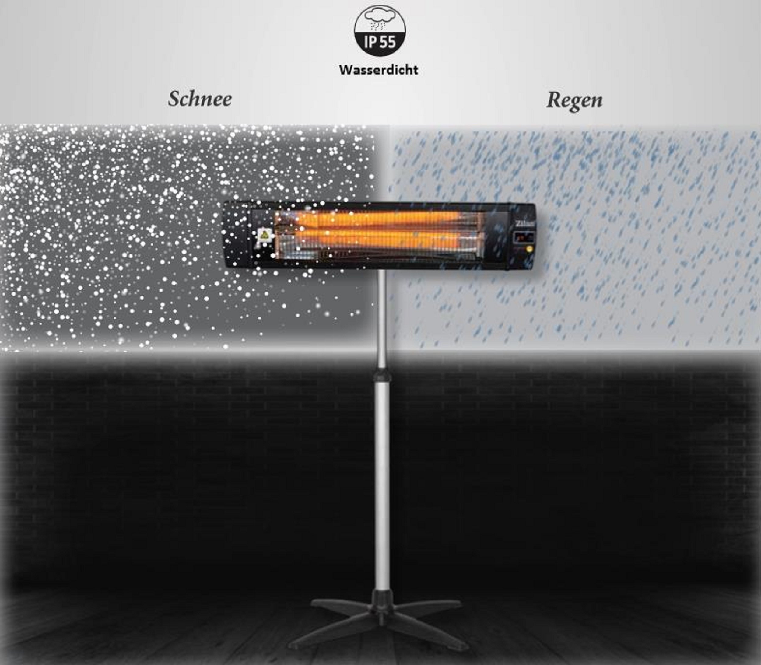 KESSER® Infrarot Heizstrahler 3000W IR-Gastro-Bar Inkl. LED Licht Terrassenstrahler Mit WiFi & Fernbedienung Inkl. Schutzhülle Infrarotstrahler Quarzstrahler Weiß