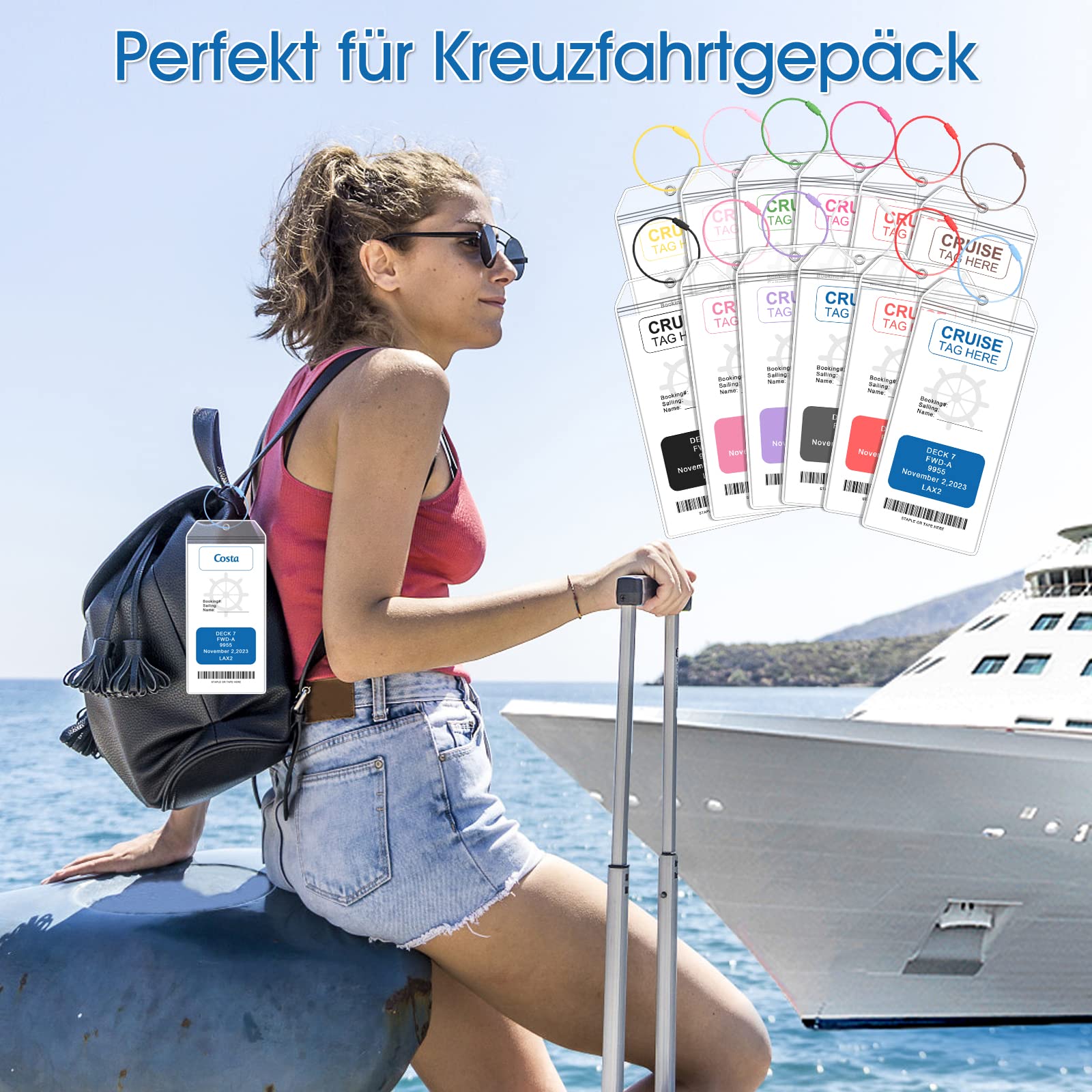 10 Etiquetas De Equipaje Para Crucero, Impermeables, PVC Para