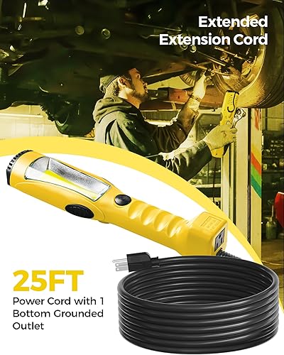 Miniatura 8 de WILAWELS Luz de trabajo LED de 18 W, luz LED COB de 25 pies y 2000 lúmenes, luz de mano debajo del capó con cable SJTW calibre 16, gancho giratorio,