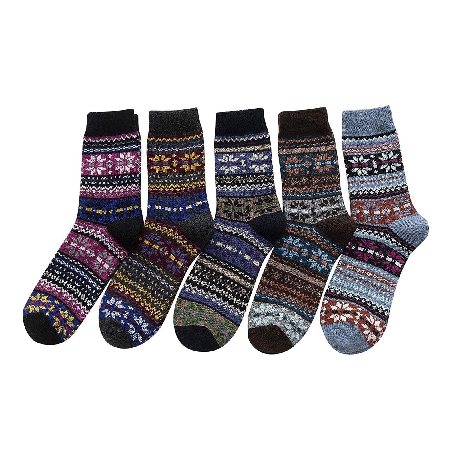 Wintersocken Bettsocken 5 Paar kuschelige warme Wintersocken für Damen Damen Vintage Freizeitsocken Warme Flauschige Socken