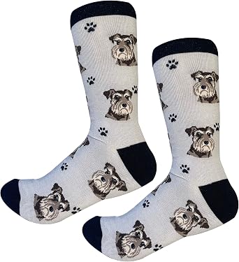 Schnauzer, Uncropped Ears Dog Breed Socks Unisex Sock Daddy by E&S Pets