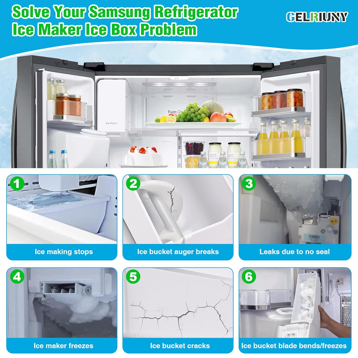 DA97-14504C, DA97-14504A Ice Container, Replacement Ice Bucket for Samsung Ice Maker, Tray and Auger Assembly, Compatible with Samsung RF23J9011SR,RF23HTEDBSR,RF22KREDBSR, Ice Bucket ect