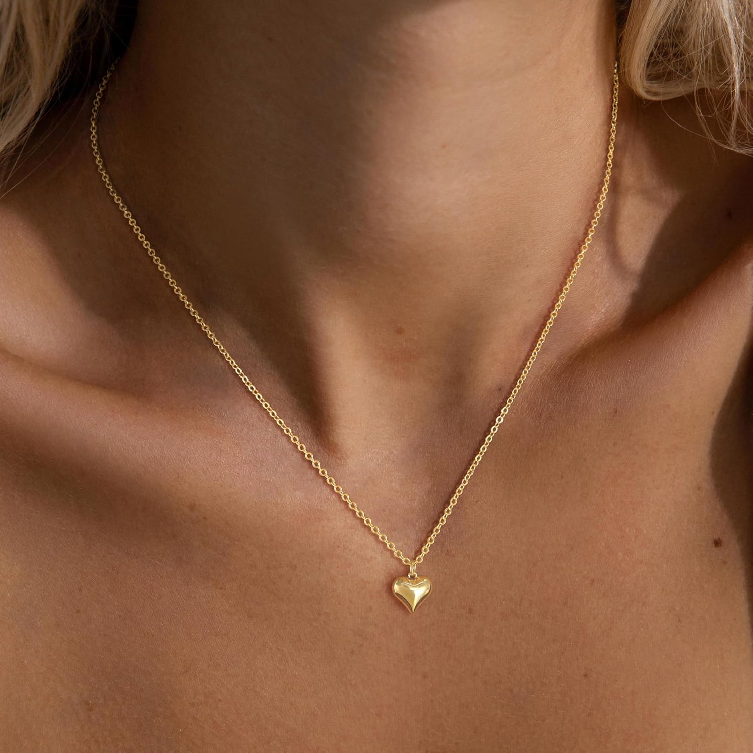Heart Necklaces for Women Trendy,Dainty 14k Gold Plated Heart Pendant Necklace Simple Gold Cuban Satellite Necklace Chains Small Cute Love Charms Necklaces for Women Minimalist Jewelry Birthday Gifts - Image 2