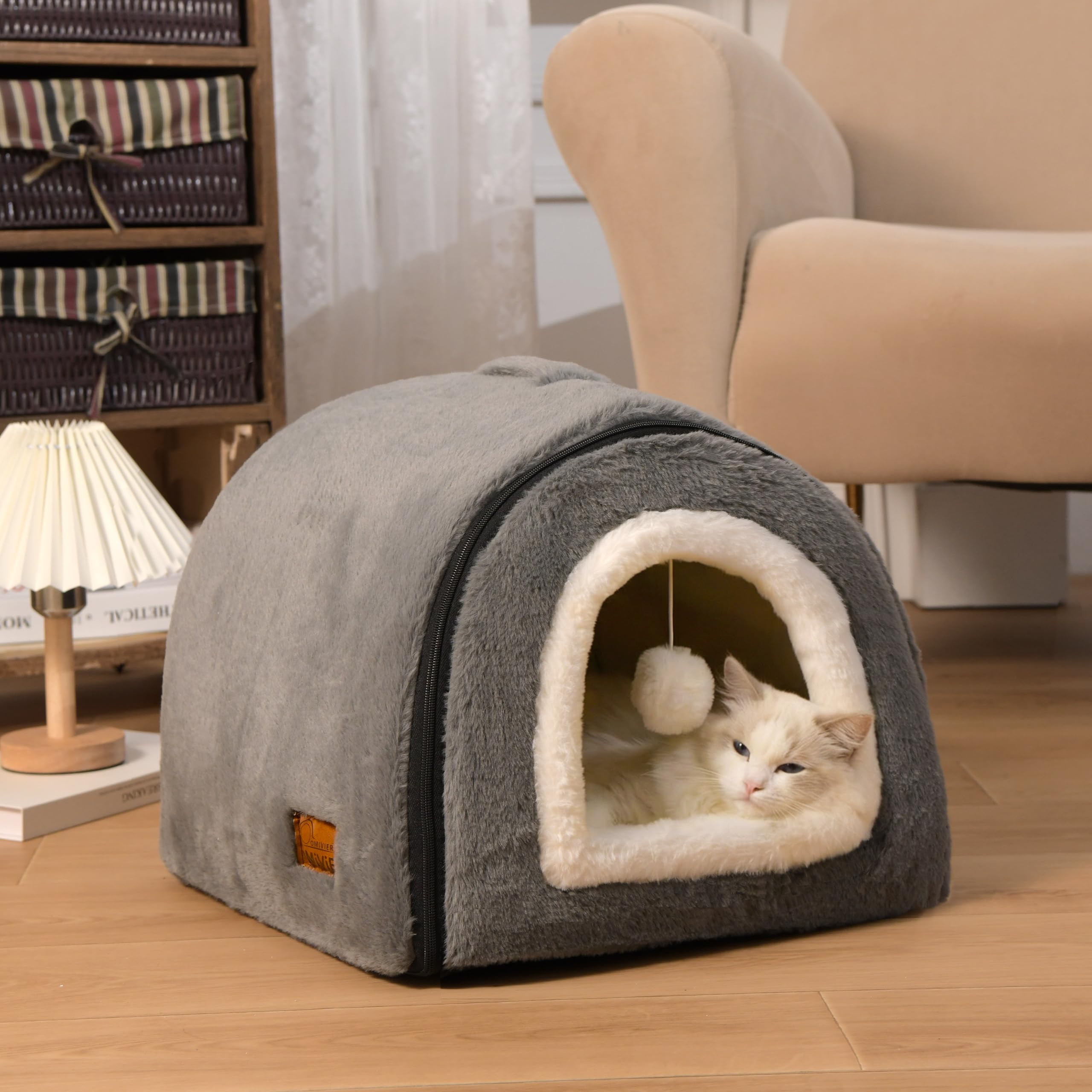 Amazon.com : OMIVIER Cat Bed for Indoor Cats，Foldable cat cave