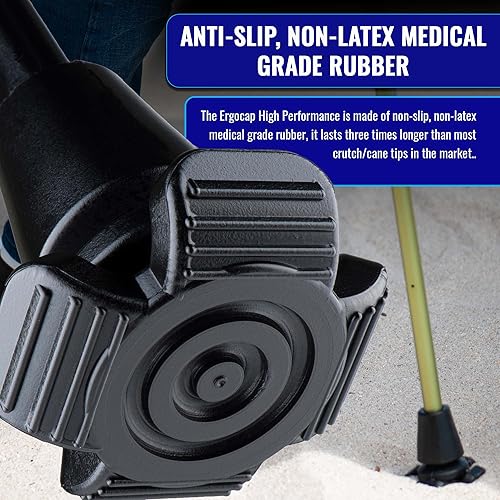 Miniatura 4 de Ergocap® Punta de goma de muleta de alto rendimiento – Pie de repuesto de goma de 3/4 pulgadas para bastones/muletas – Cuatro puntos estable,