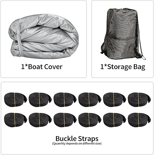 Miniatura 6 de iCOVER - Funda para lancha remolcable, resistente, impermeable, lona, grado marino, apta para lanchas de pesca y esquí, V-Hull, de 14-16 pies