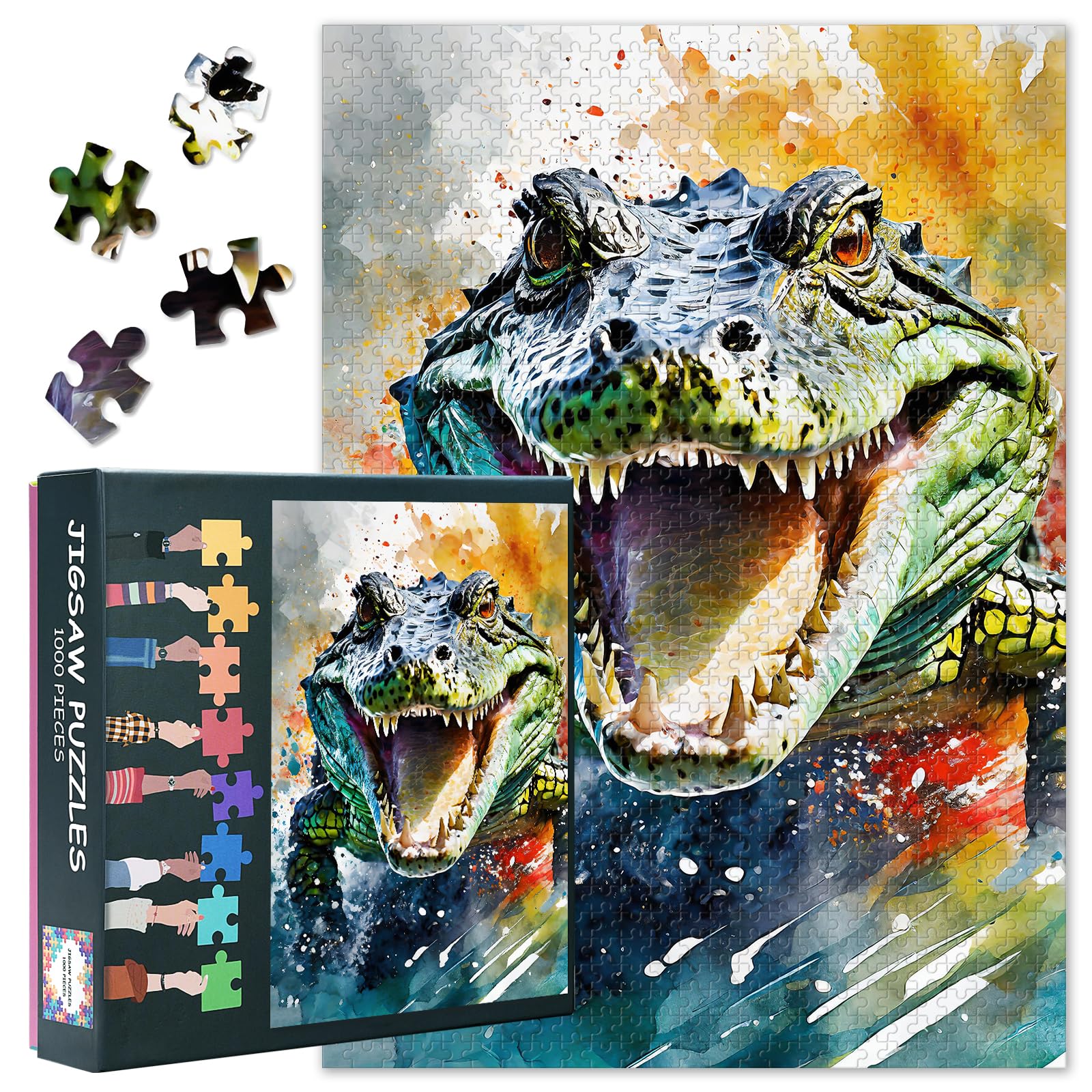 Crocodile Puzzles for Adults 1000 Pieces, Wild Animal Jigsaw Puzzles, Adult Puzzle for Adults, Educational Fun Games or Toys for Elders Friends 20X27 INCH โ image 1