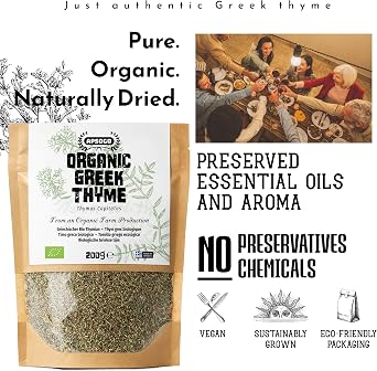 Apsogo Organic Greek Thyme - Dried Mountain Herb for Cooking & Tea, 200g