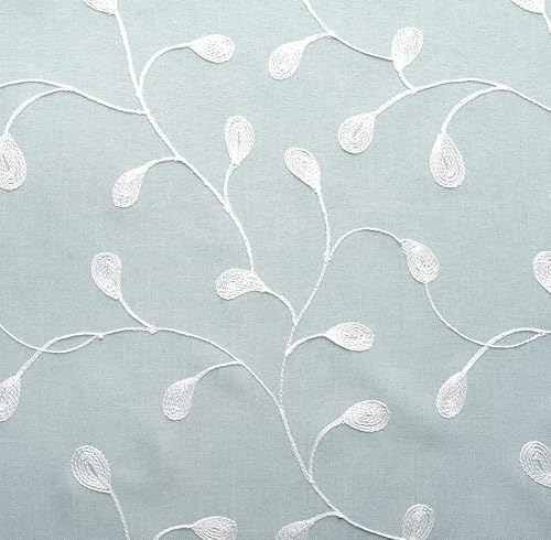 Miniatura 8 de Miuco - Cortinas con ojales de lino sintético, semitransparentes, bordadas con flores, para sala de estar