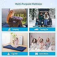 Vista 7 de MASVIS Futón japonés – Colchón grueso plegable y portátil enrollable, color azul marino, tamaño individual