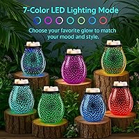 Vista 2 de Leyoue - Calentador eléctrico de cera con forma de fuegos artificiales 3D de vidrio con placa de calentamiento PTC, bandeja reutilizable