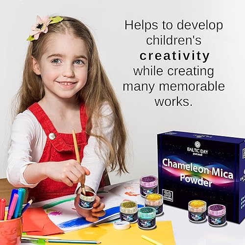 Miniatura 6 de Polvo de mica camaleón, 20 frascos de 0.18 oz de polvo de mica de cambio de color - Pigmento de color de resina epoxi - Polvo de camaleón - Polvo de