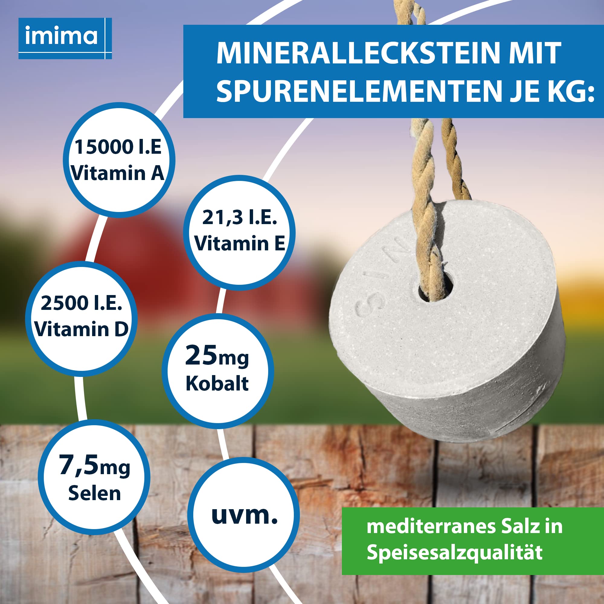 Mineralleckstein Pferd MultiVitamin BRONCHIAL Salzleckstein Set 2 x 3kg - Salzlecksteine für Pferde, Schafe, Ziegen, Wild und Rind - Salz Leckstein Mineralstein